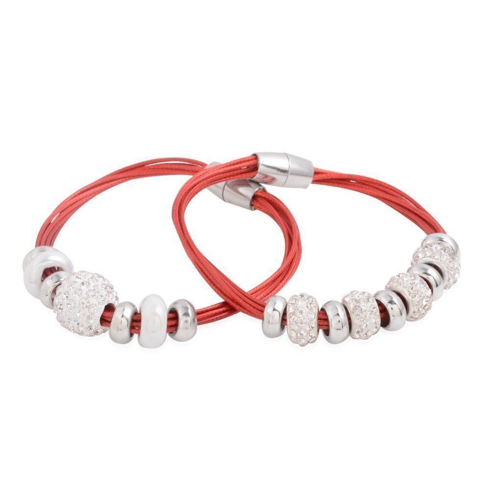 Austrian Crystal Bracelets Magnetic Closure Set of (2) Red